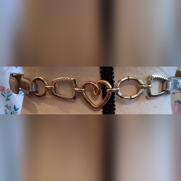 Vintage Y2K Brighton Silver Leather Boho Casual Everyday Belt w/ Hearts 36in main image 6